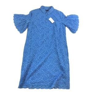 Banana Republic Polo Dress Womens Small Blue Lace Flutter Short Sleeve $148 New